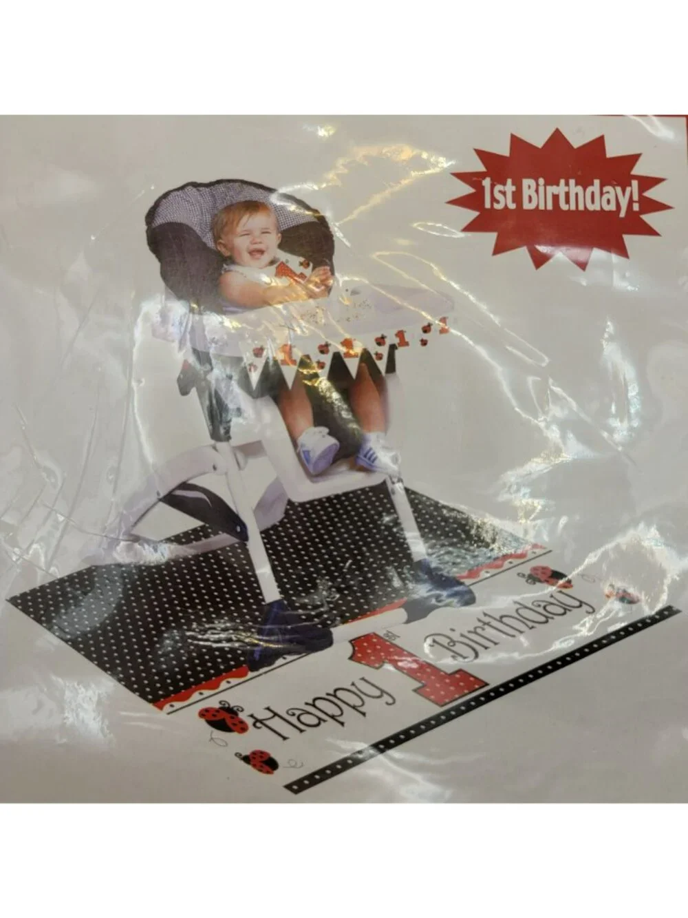 High Chair Kit 1st Birthday Party Decorations Flag Banner Bib Floor Mat Jj3506